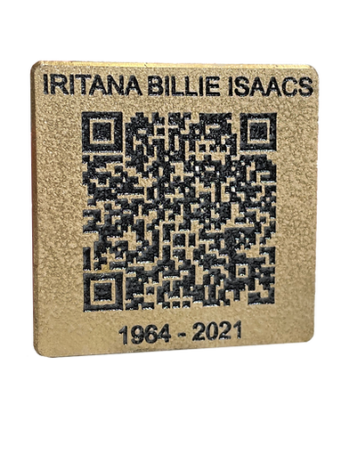 Lived Memories brass QR code plaque